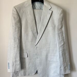 Light Gray Men's Linen Blazer - Classic Single-Breasted Style